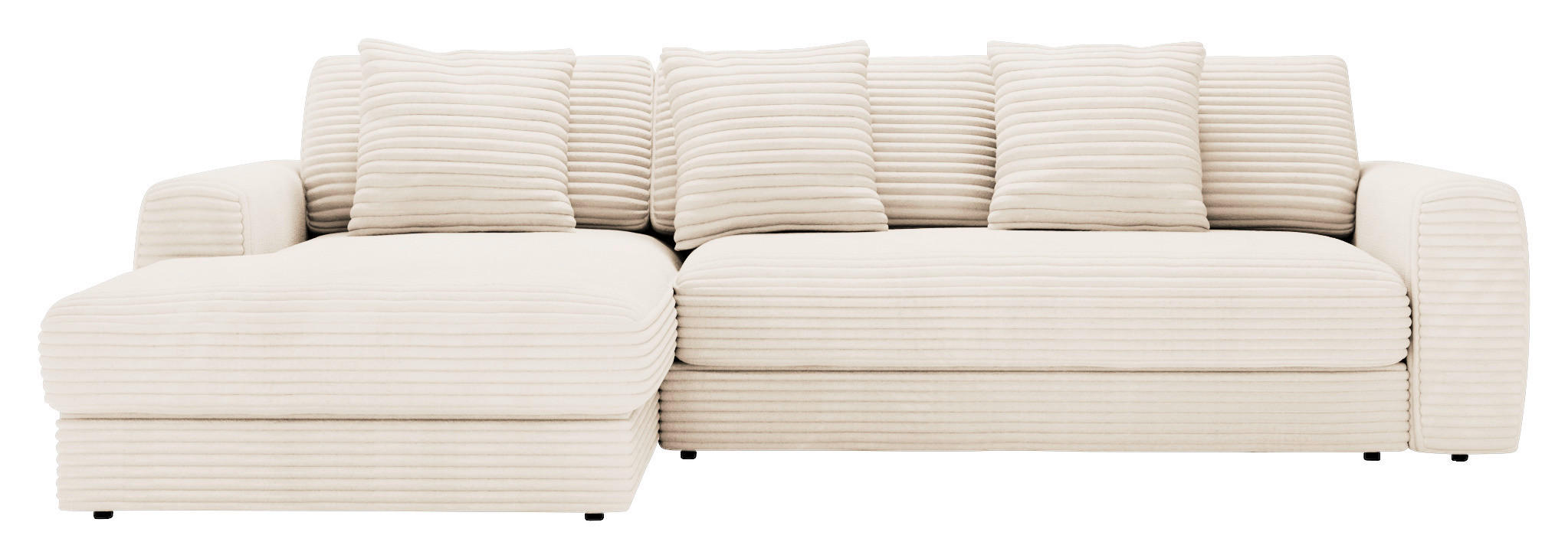 ECKSOFA Naturfarben Cord  - Schwarz/Naturfarben, MODERN, Kunststoff/Textil (182/302cm) - Carryhome