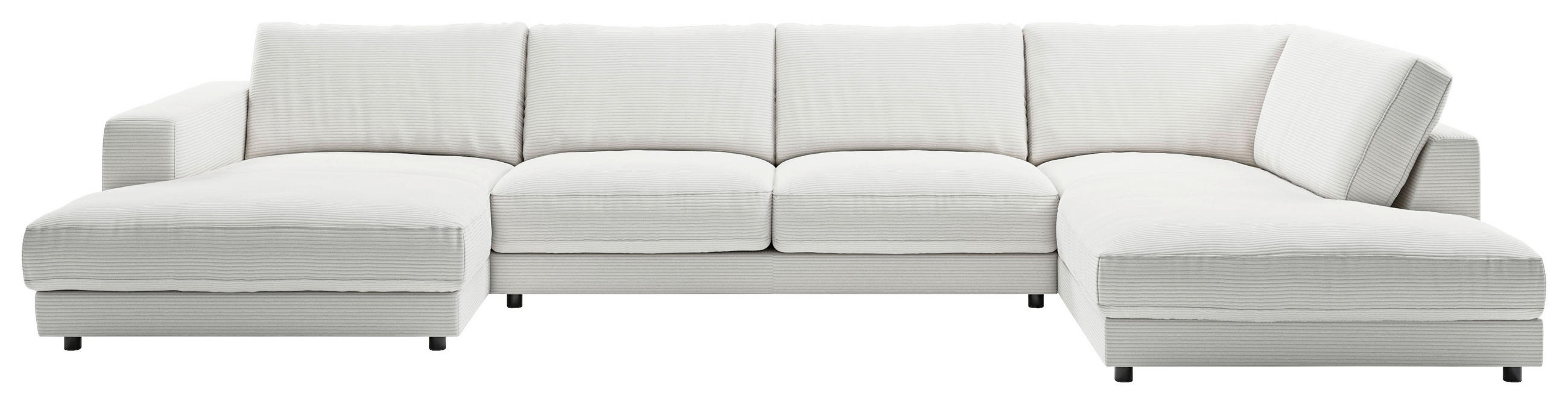 WOHNLANDSCHAFT Weiß Cord  - Schwarz/Weiß, Design, Kunststoff/Textil (190/425/224cm) - Pure Home Lifestyle