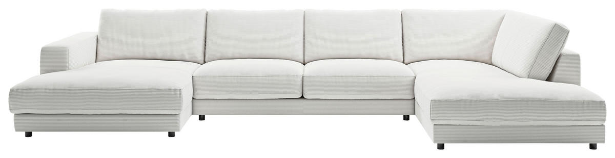 WOHNLANDSCHAFT 979 Weiß Cord  - Schwarz/Weiß, Design, Kunststoff/Textil (190/425/224cm) - Pure Home Lifestyle