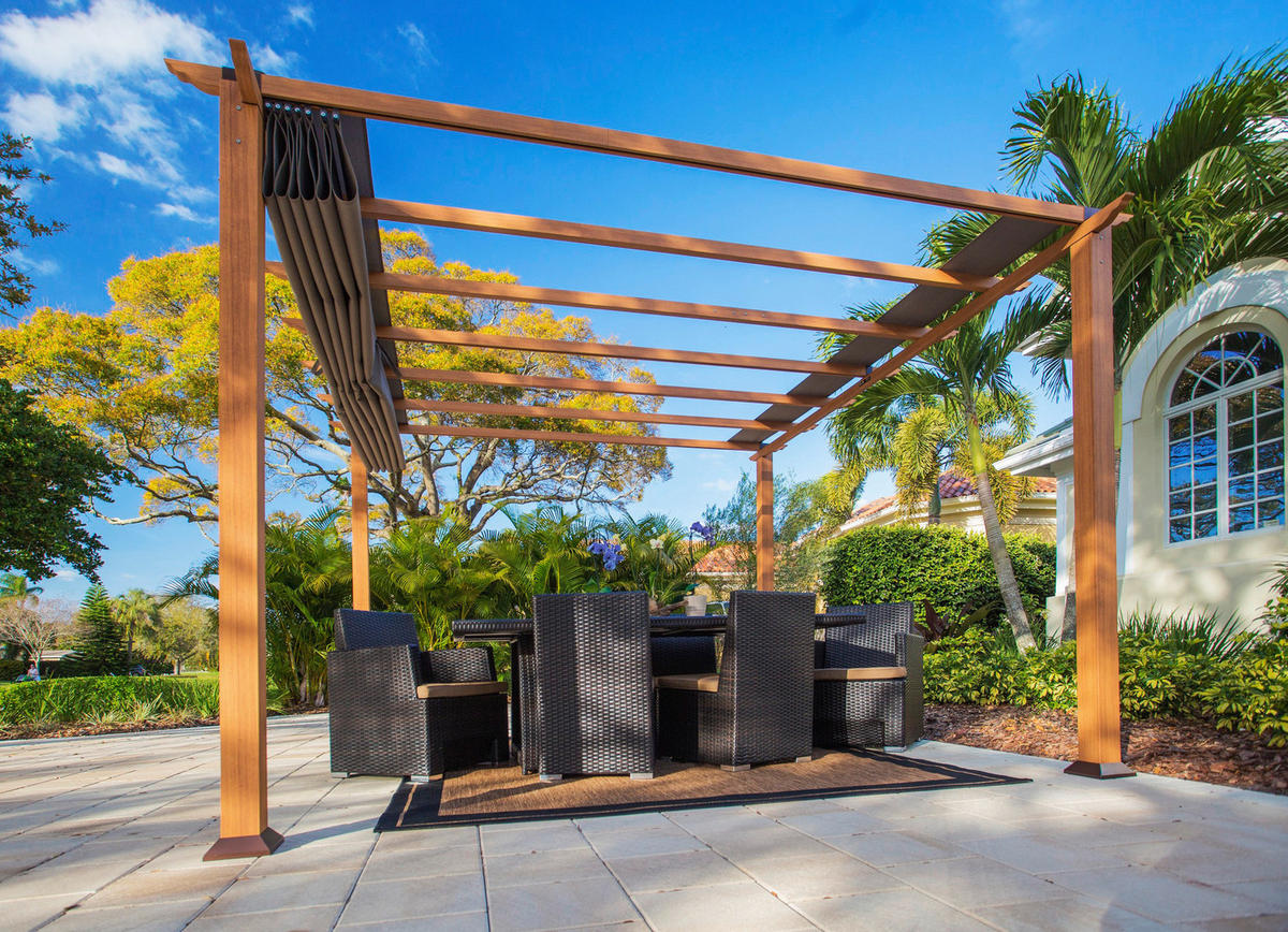 PERGOLA 350/235/350 cm Aluminium  - Hellbraun, Basics, Kunststoff/Metall (350/235/350cm) - Ambia Garden