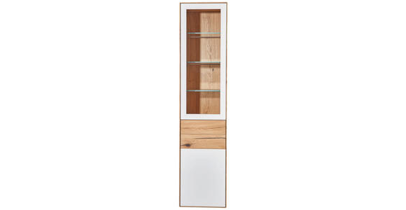 VITRINE in massiv Asteiche Weiß, Eichefarben - Eichefarben/Weiß, Design, Glas/Holz (47/205,5/40cm) - Valnatura