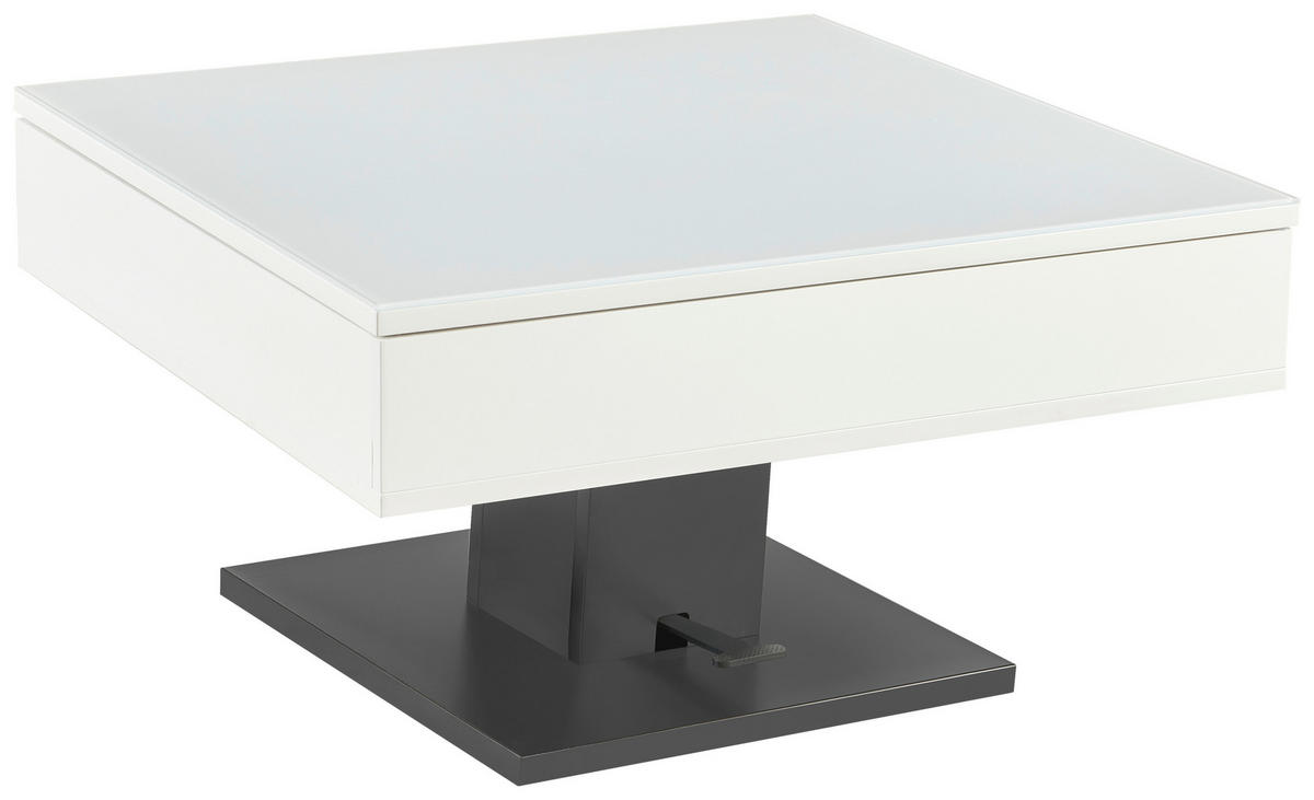 COUCHTISCH Klarglas 80/80/47 cm rechteckig Schwarz, Weiß  - Schwarz/Weiß, Design, Glas/Holzwerkstoff (80/80/47cm) - Livetastic