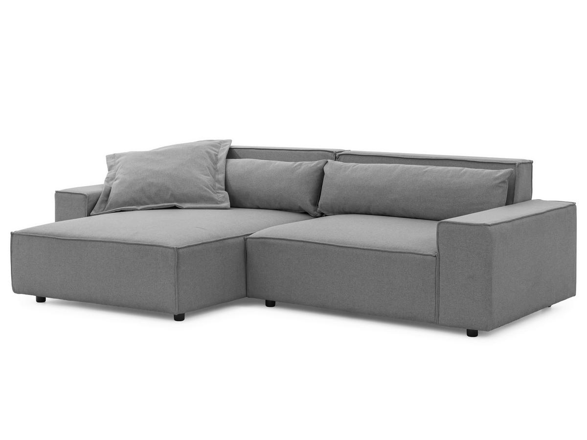 ECKSOFA Webstoff Hellgrau  - Hellgrau/Schwarz, Design, Kunststoff/Textil (251/142cm) - P & B
