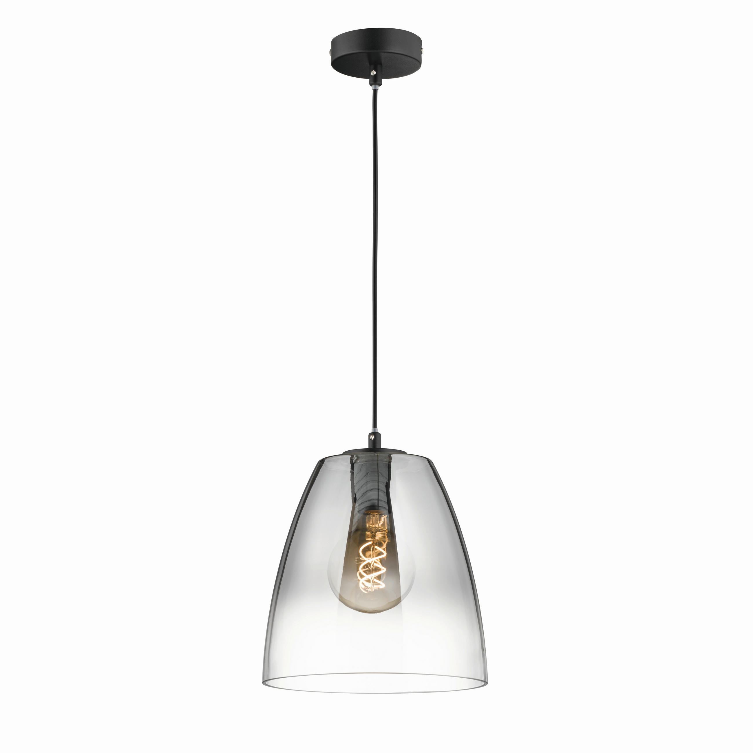 PENDELLEUCHTE Miro 25/150 cm   - Sandfarben/Schwarz, Trend, Kunststoff/Textil (25/150cm) - Fischer & Honsel