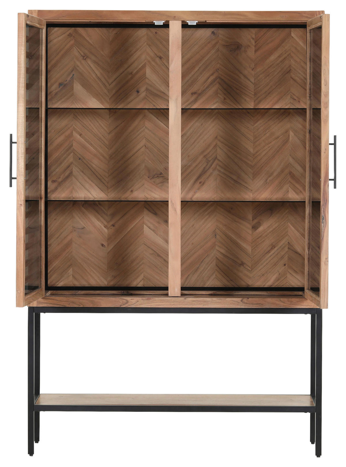 HIGHBOARD  in 120/180/43 cm  - Schwarz/Naturfarben, LIFESTYLE, Glas/Holz (120/180/43cm) - Landscape