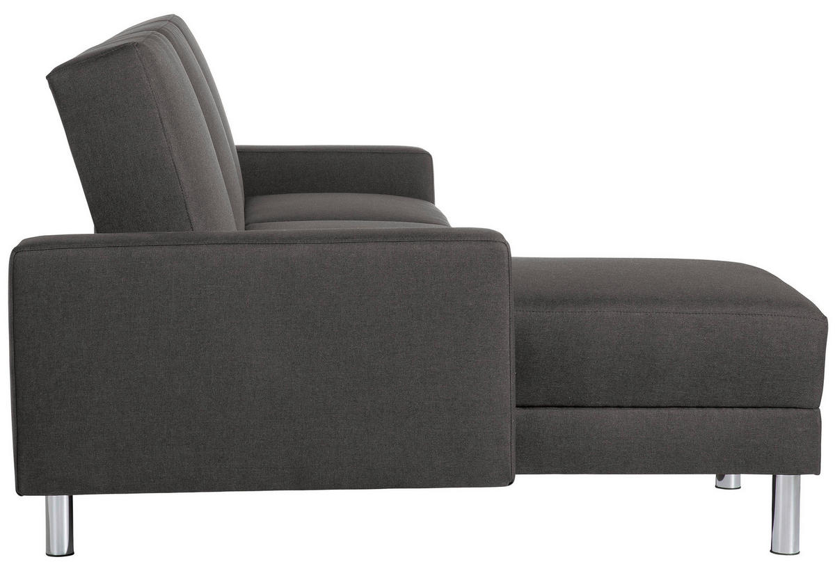 ECKSCHLAFSOFA inkl. Hocker in Anthrazit Textil   - Chromfarben/Anthrazit, Konventionell, Textil/Metall (152/230cm) - Max Winzer