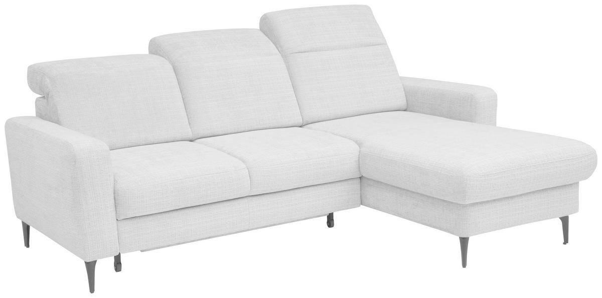 ECKSOFA FABIO Hellgrau Chenille Bettkasten, Kopfteilverstellung  - Hellgrau/Schwarz, Design, Textil/Metall (174/223cm) - Livetastic