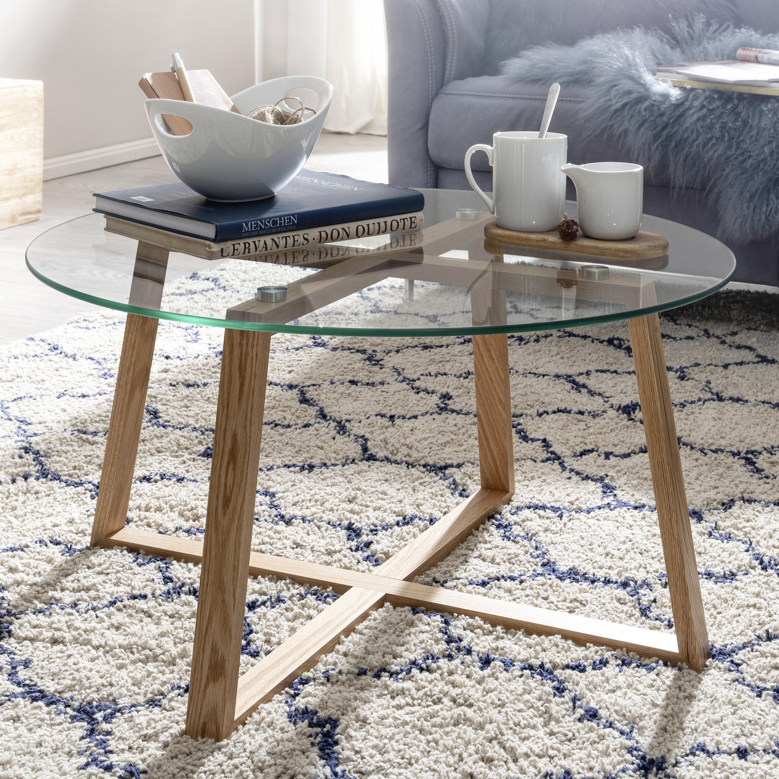 COUCHTISCH in Glas 78/78/41 cm  - Eichefarben/Braun, Modern, Glas/Holz (78/78/41cm) - MID.YOU