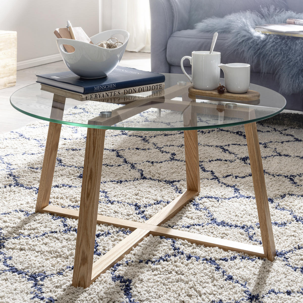 COUCHTISCH in Glas 78/78/41 cm  - Eichefarben/Braun, Modern, Glas/Holz (78/78/41cm) - MID.YOU