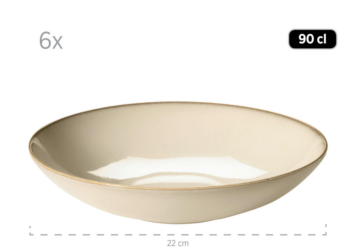 TAFELSERVICE Ossia 12-teilig  - Sandfarben/Hellblau, Basics, Keramik - Mäser