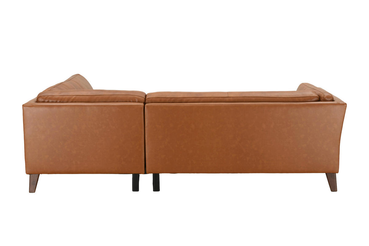 ECKSOFA SERA Cognac Echtleder Lederlook  - Cognac/Dunkelbraun, Design, Leder/Holz (235/194cm) - Livetastic