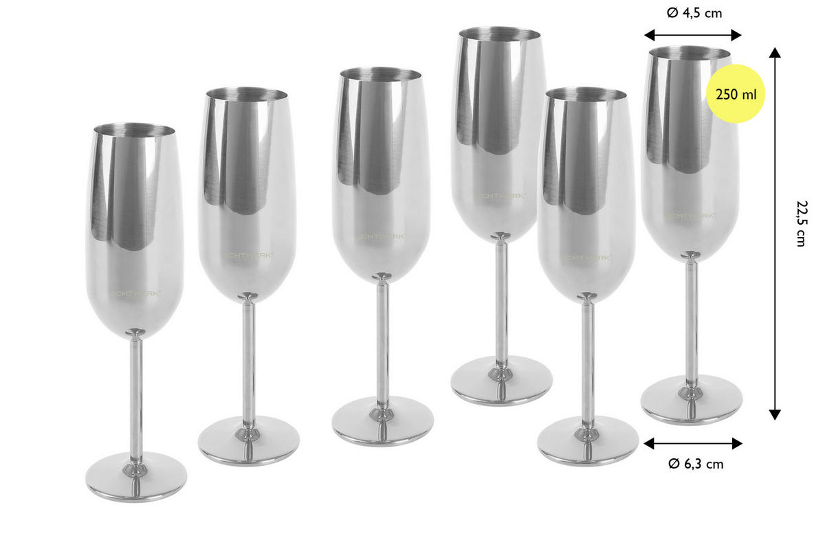 GLÄSERSET  6-teilig  - Silberfarben, Trend, Metall (22,5cm) - Echtwerk