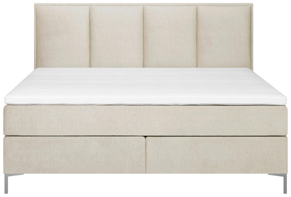 BOXSPRING-ÁGY 140/200 cm  krém  - krémszínű/alumíniumszínű, Modern, textil (140/200cm) - MID.YOU