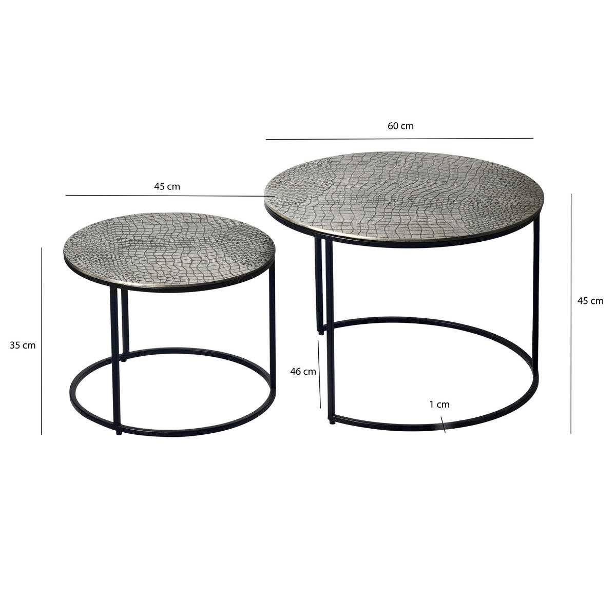 SATSBORD i metall 60/45/60 cm  - silver/svart, Design, metall (60/45/60cm) - Livetastic