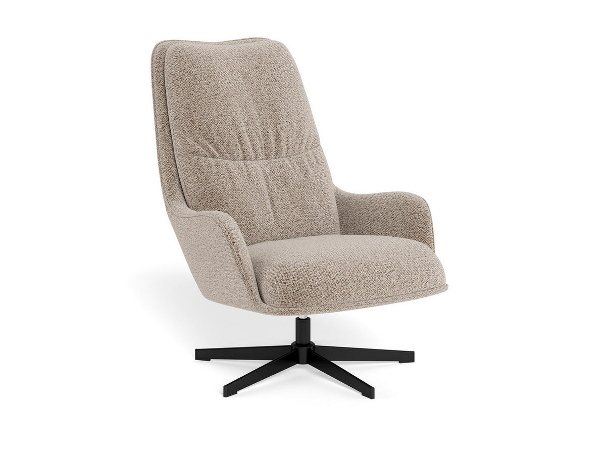 SESSEL in Bouclé Schwarz, Beige  - Beige/Schwarz, MODERN, Textil/Metall (72/93/84cm) - Livetastic