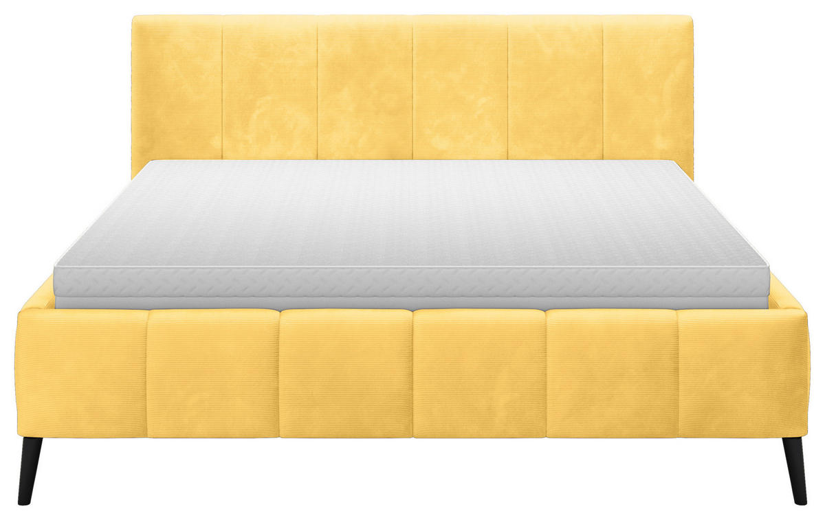 POLSTERBETT 180/200 cm  in Gelb  - Gelb/Schwarz, Trend, Holz/Textil (180/200cm) - home24
