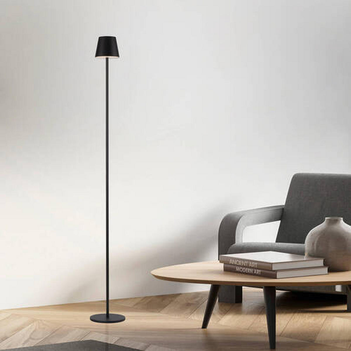 AKKU-STEHLEUCHTE 16/16/125 cm    - Schwarz, Design, Kunststoff/Metall (16/16/125cm)