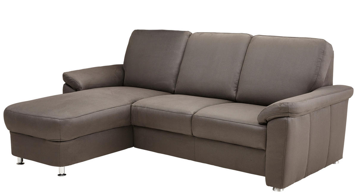 ECKSOFA Flachgewebe Dunkelgrau  - Chromfarben/Dunkelgrau, Konventionell, Textil/Metall (163/220cm) - Beldomo System