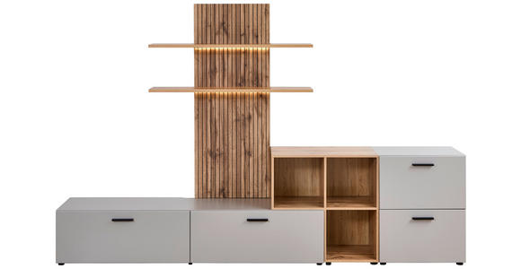 WOHNWAND  in Eichefarben, Greige  296/190/40 cm  - Greige/Eichefarben, MODERN, Holzwerkstoff/Kunststoff (296/190/40cm) - Carryhome