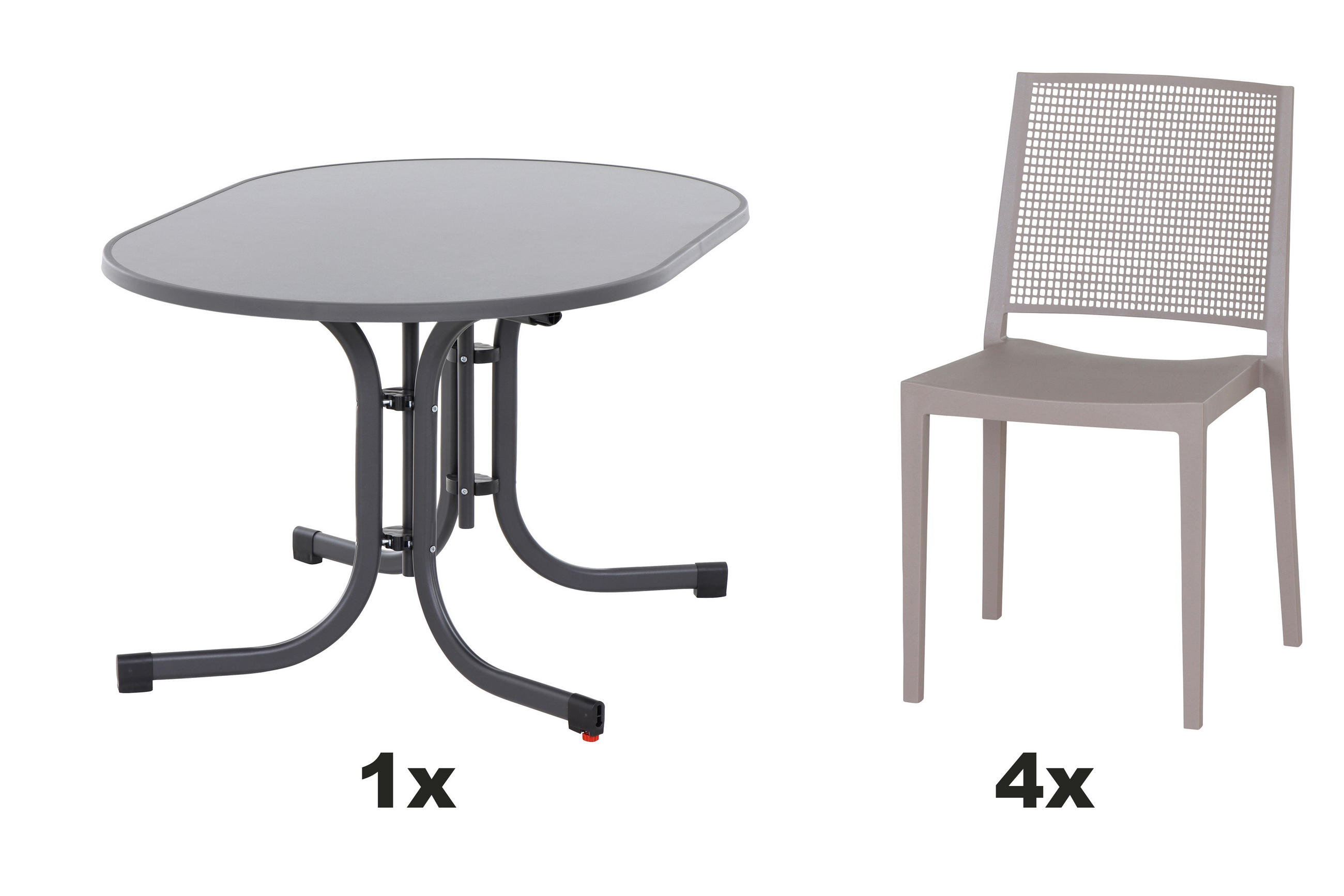 GARTENGARNITUR 5-teilig  - Taupe, Basics, Holzwerkstoff/Kunststoff (90/80/138cm) - Siena Garden