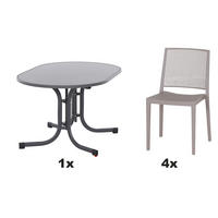 GARTENGARNITUR 5-teilig  - Taupe, Basics, Holzwerkstoff/Kunststoff (90/80/138cm) - Siena Garden