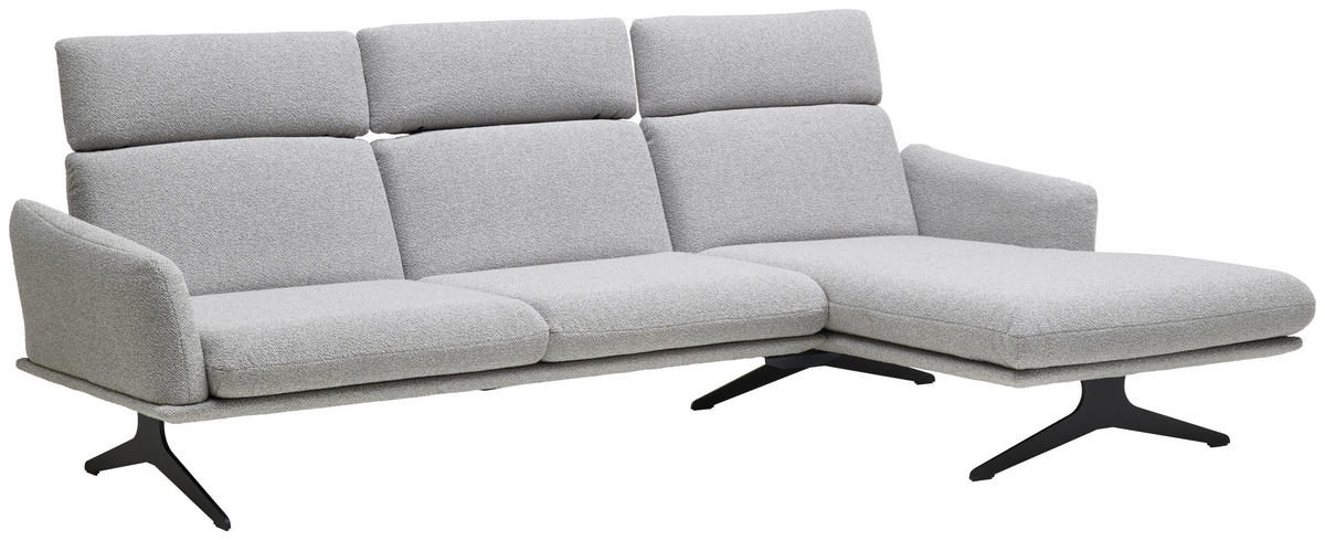 ECKSOFA in Flachgewebe Hellgrau  - Hellgrau/Schwarz, Design, Textil/Metall (259/152cm) - Dieter Knoll