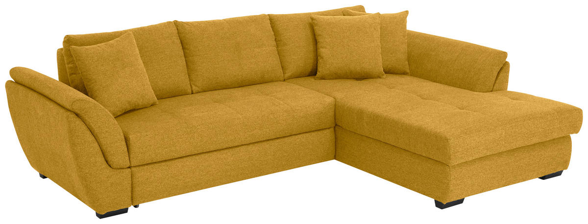 ECKSOFA in Webstoff Gelb  - Gelb/Schwarz, Design, Kunststoff/Textil (278/187cm) - Livetastic