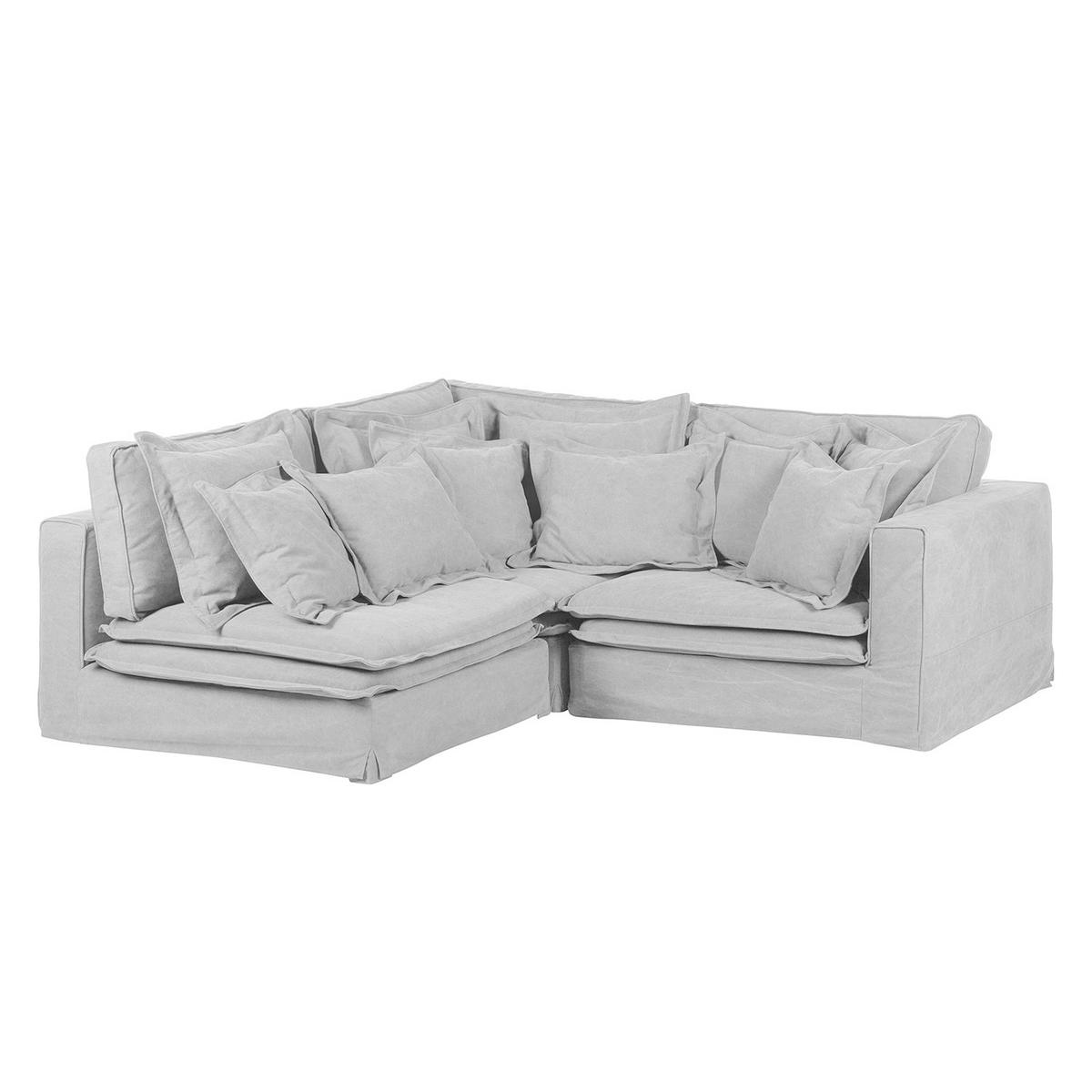 ECKSOFA Webstoff Hellgrau  - Hellgrau/Schwarz, Design, Kunststoff/Textil (238/222cm) - P & B
