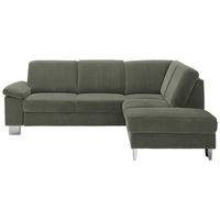 ECKSOFA  in Cord Olivgrün  248/200 cm  - Edelstahlfarben/Olivgrün, KONVENTIONELL, Textil/Metall (248/200cm) - Beldomo System