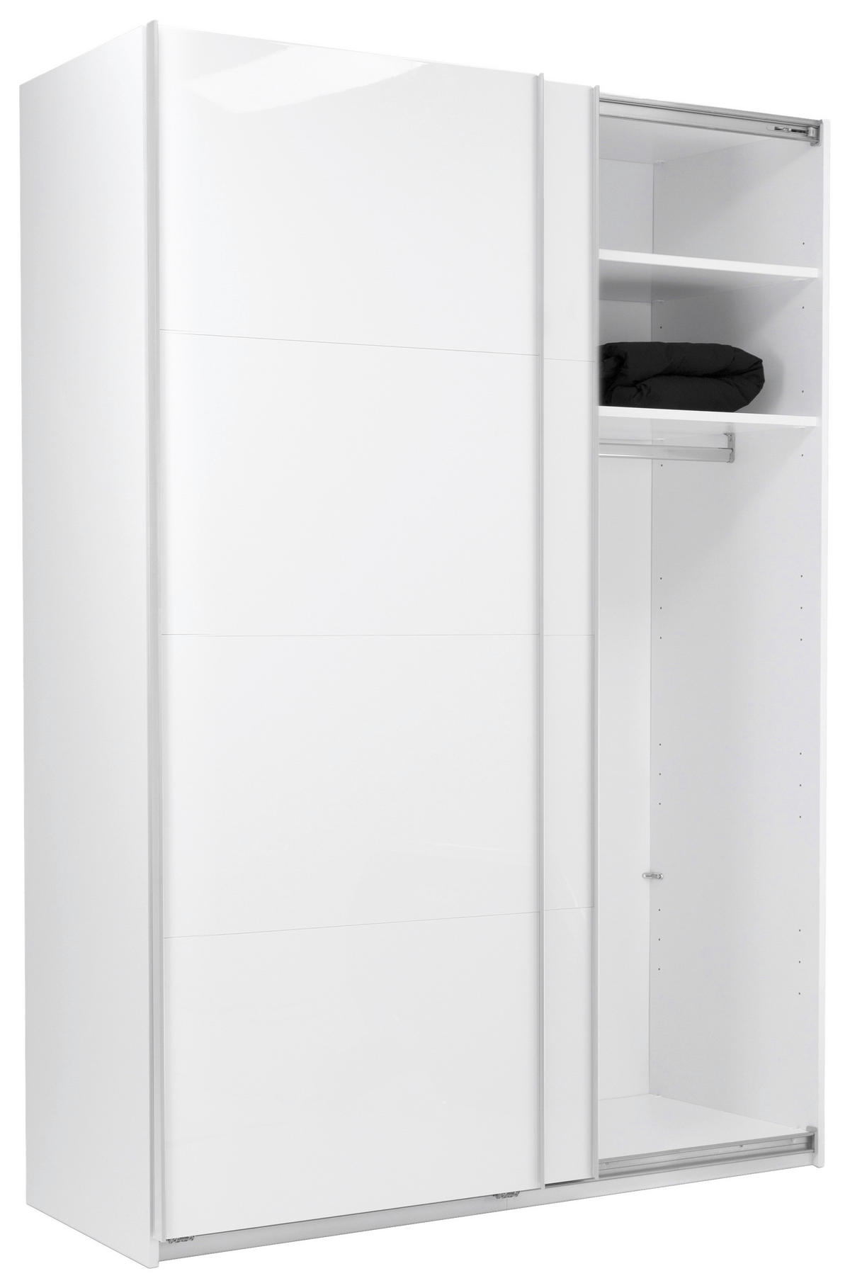 SCHIEBETÜRENSCHRANK 150/210/62 cm 2-türig Weiß  - Weiß Hochglanz/Alufarben, MODERN, Holzwerkstoff/Metall (150/210/62cm) - MID.YOU