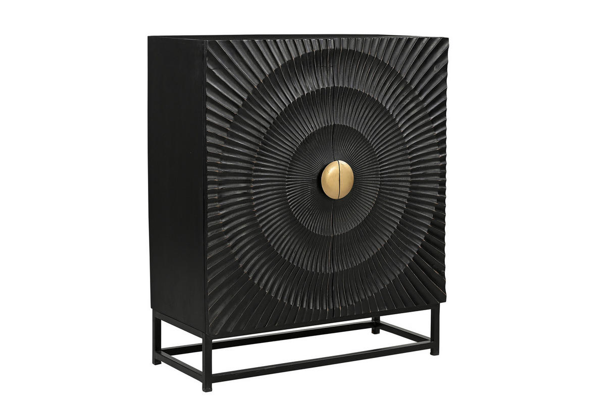 KOMMODE , ,  - Goldfarben/Schwarz, Design, Holz/Metall (75/35/90cm) - MID.YOU