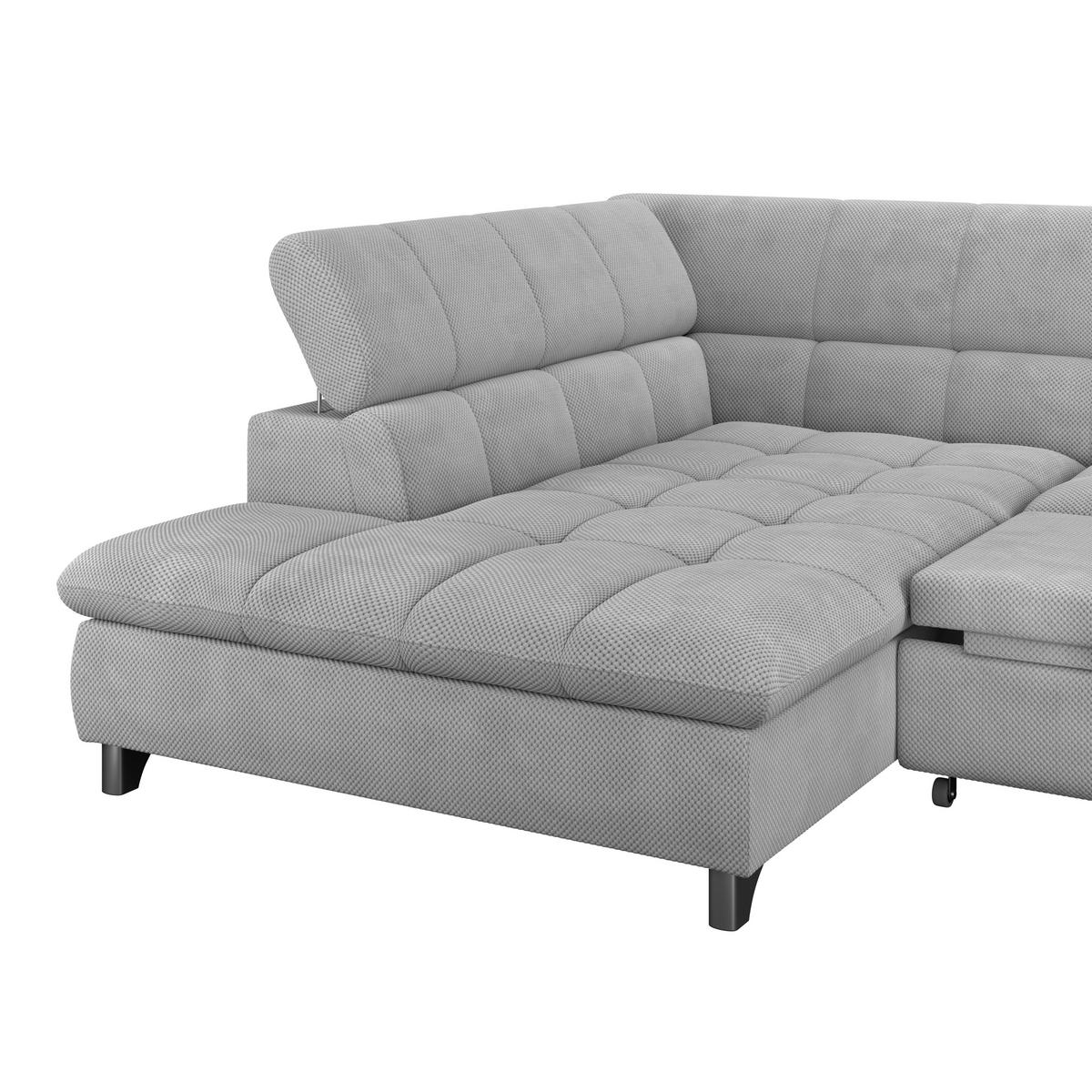 ECKSOFA Hellgrau Chenille  - Chromfarben/Hellgrau, KONVENTIONELL, Textil/Metall (234/312cm) - Livetastic