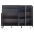 HIGHBOARD Schwarz, Eichefarben  148/118/37 cm  - Eichefarben/Anthrazit, Design, Glas/Holz (148/118/37cm) - Novel