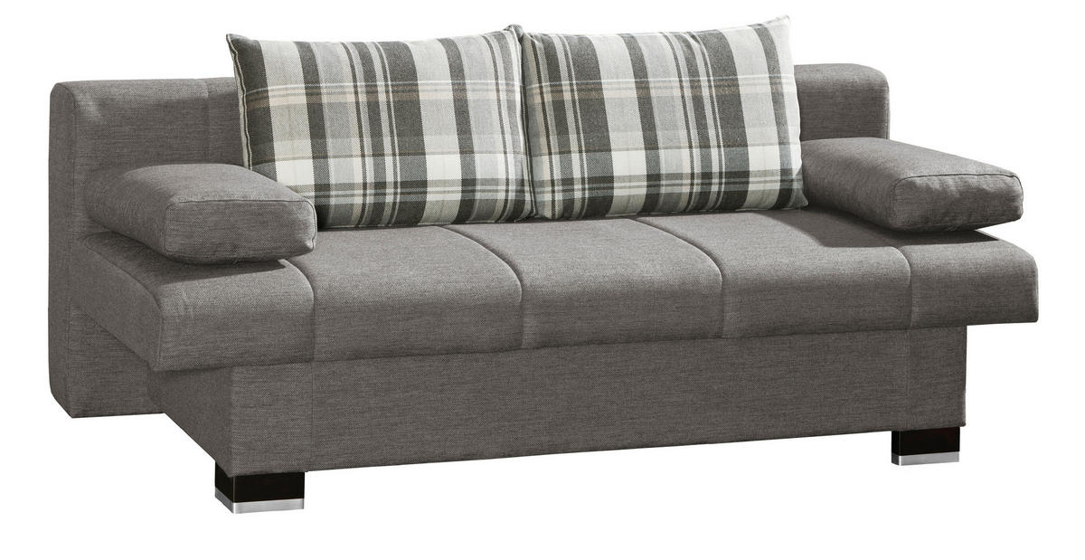 SCHLAFSOFA  mit Stoffauswahl, Schlafen auf Sitzhöhe, Rücken echt Grau  - Wengefarben/Alufarben, KONVENTIONELL, Holz/Textil (200/80/94cm) - Novel