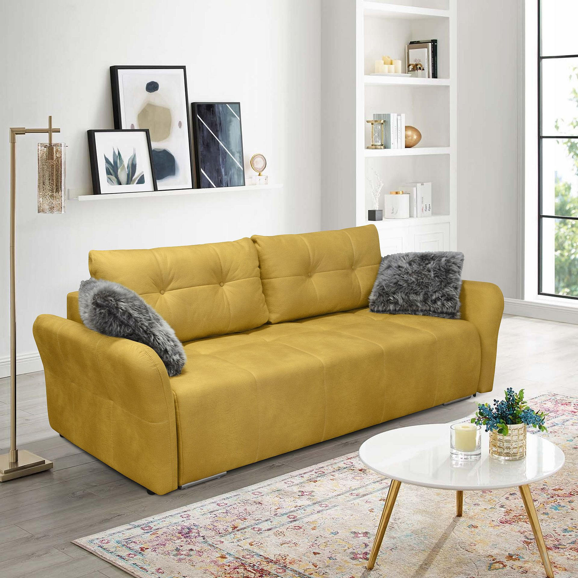 TROSJED NA RAZVLAČENJE drvo, tekstil, drvni materijal  žuta    - žuta, Moderno, drvni materijal/drvo (225/100/68cm) - Hom`in