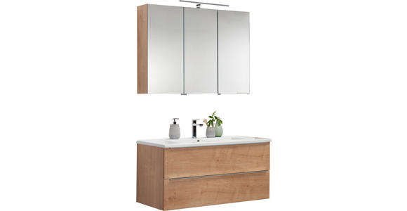 BADEZIMMER in 105 cm - Eichefarben/Weiß, KONVENTIONELL, Keramik/Holzwerkstoff (105cm) - Novel