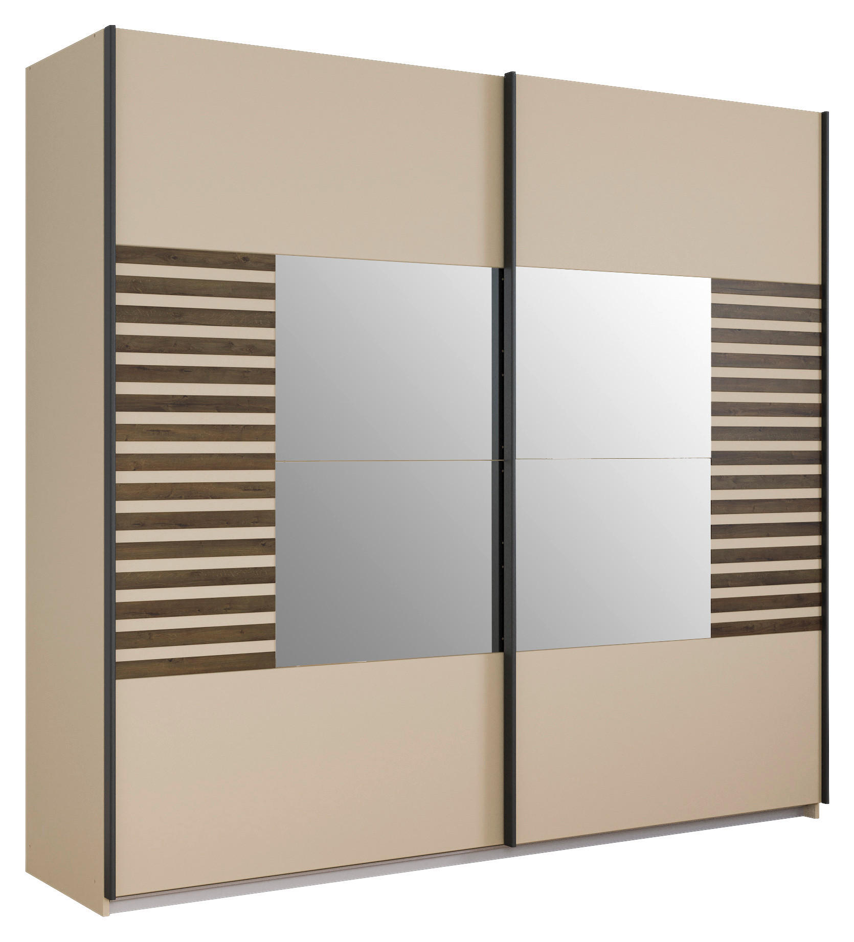 SCHWEBETÜRENSCHRANK  in Champagner, Eiche dunkel  - Eiche dunkel/Champagner, MODERN, Holzwerkstoff/Metall (226/210/62cm) - Rauch Möbel