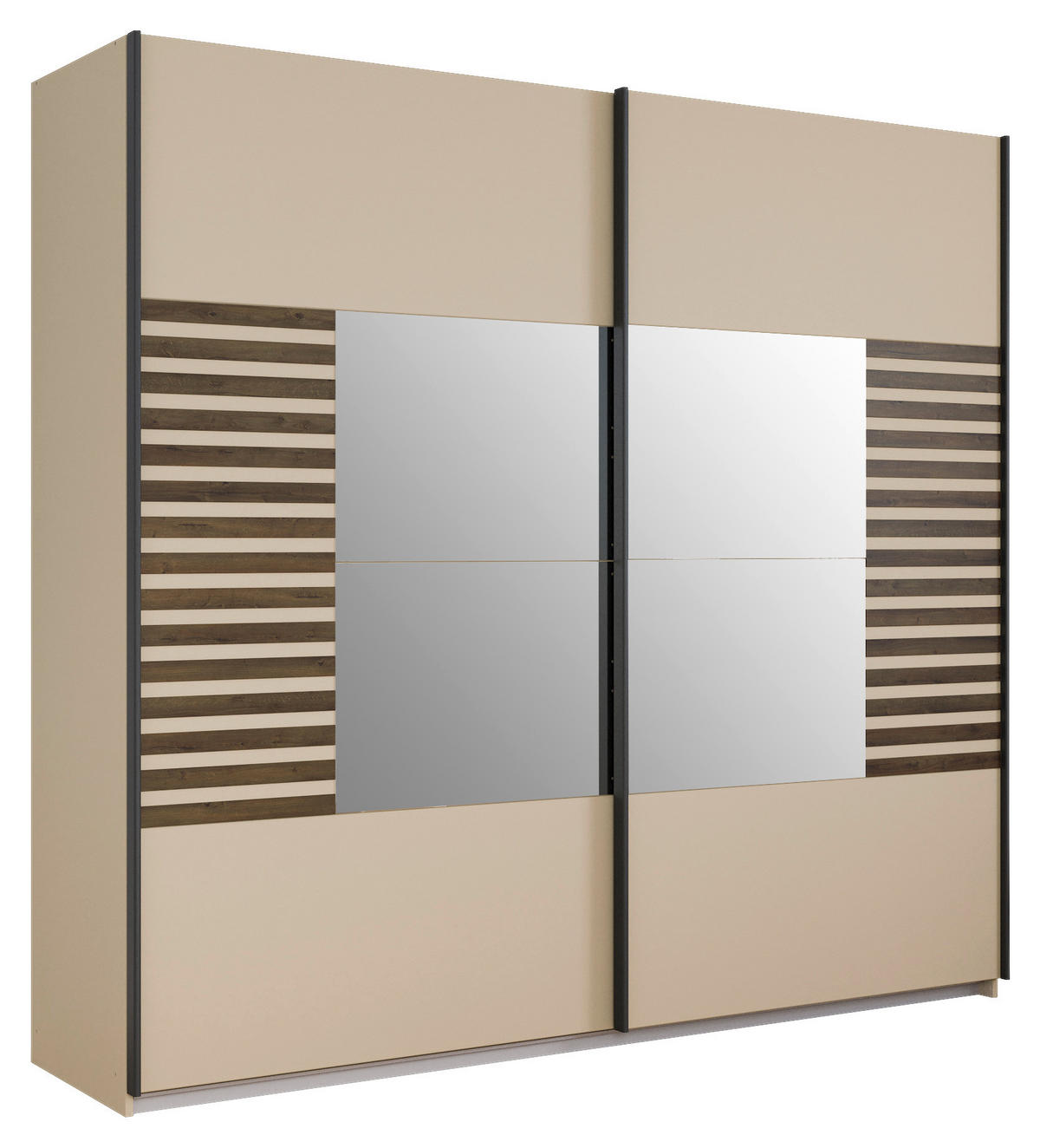 SCHWEBETÜRENSCHRANK in Champagner, Eiche dunkel  - Eiche dunkel/Champagner, Modern, Holzwerkstoff/Metall (226/210/62cm) - Rauch Möbel