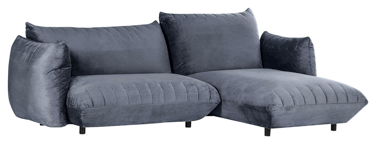 HÖRNSOFFA i plysch blågrå  - blågrå/svart, Klassisk, textil/plast (270/170cm) - MID.YOU