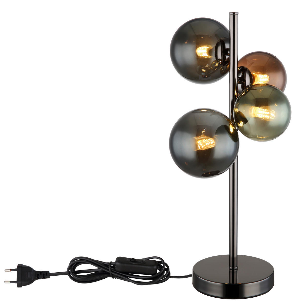LED-TISCHLEUCHTE RIHA 23,7/19,3/48 cm   - Petrol/Schwarz, Design, Glas/Kunststoff (23,7/19,3/48cm) - Globo