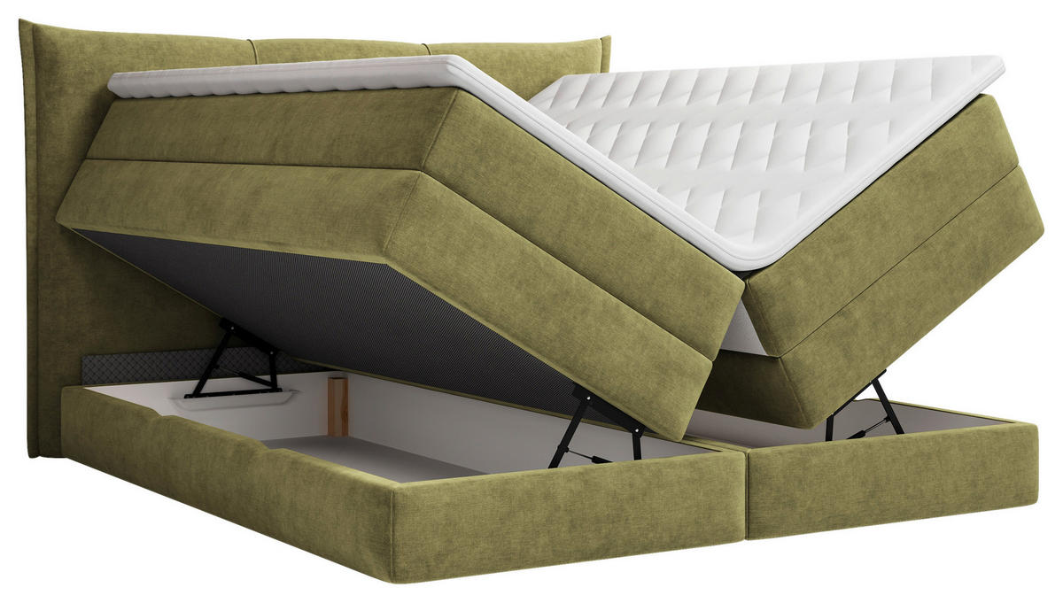 BOXSPRINGBETT 180/200 cm  Olivgrün  - Schwarz/Olivgrün, Modern, Holz/Holzwerkstoff (180/200cm) - MID.YOU
