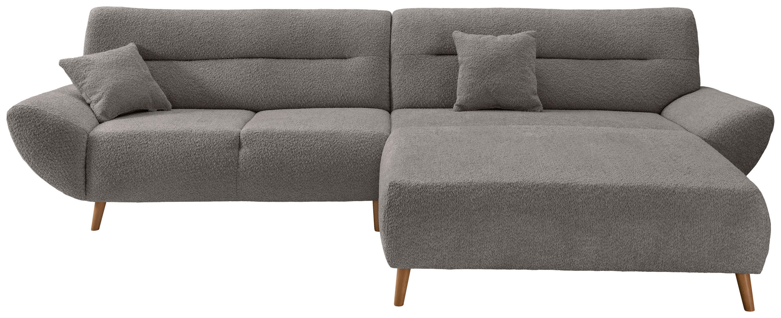 ECKSOFA in Bouclé Anthrazit   - Wildeiche/Anthrazit, KONVENTIONELL, Holz/Textil (290cm) - MID.YOU