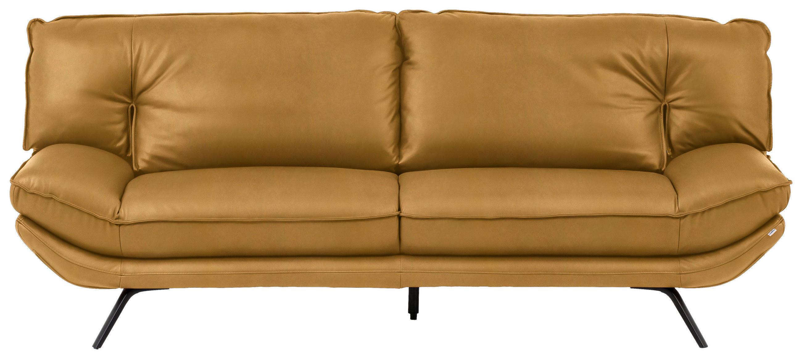 3-SITZER-SOFA in Leder Currygelb  - Currygelb/Schwarz, Design, Leder/Metall (226/95/95cm) - Celina