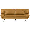 3-SITZER-SOFA in Echtleder Currygelb  - Currygelb/Schwarz, Design, Leder/Metall (226/95/95cm) - Celina
