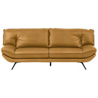 3-SITZER-SOFA in Echtleder Currygelb  - Currygelb/Schwarz, Design, Leder/Metall (226/95/95cm) - Celina