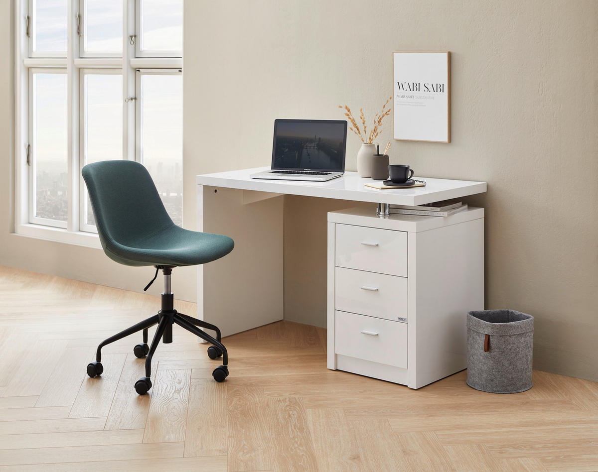 SCHREIBTISCH 120/55/75 cm  in Weiss, Chromfarben  - Chromfarben/Weiss, Design, Holzwerkstoff/Metall (120/55/75cm) - Hom`in