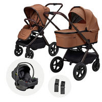 KINDERWAGENSET  GIO FOLD SET AIR  cognac  - Cognac/Braun, Basics, Textil/Metall (120/58/92cm) - Moon Edition