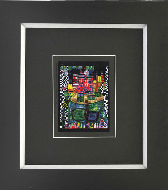 KUNSTDRUCK Friedensreich Hundertwasser Architektur KÖNIG DER ANTIPODEN  - Multicolor/Schwarz, Basics, Papier/Holzwerkstoff (38,5/43cm)