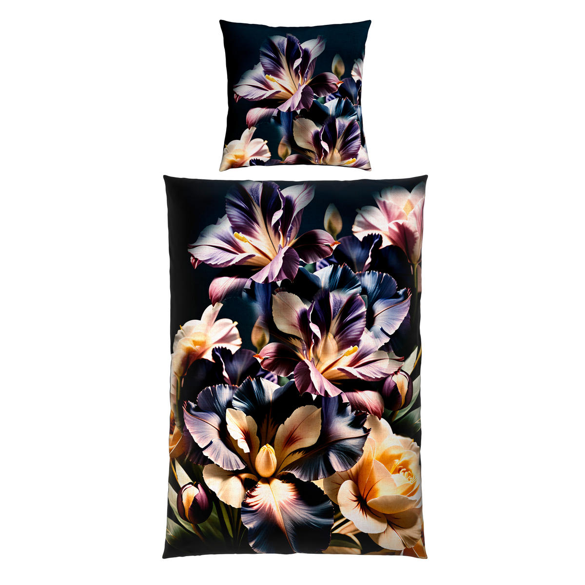 WENDEBETTWÄSCHE Satin 155/220 cm  - Lila/Schwarz, Textil (155/220cm) - Novel