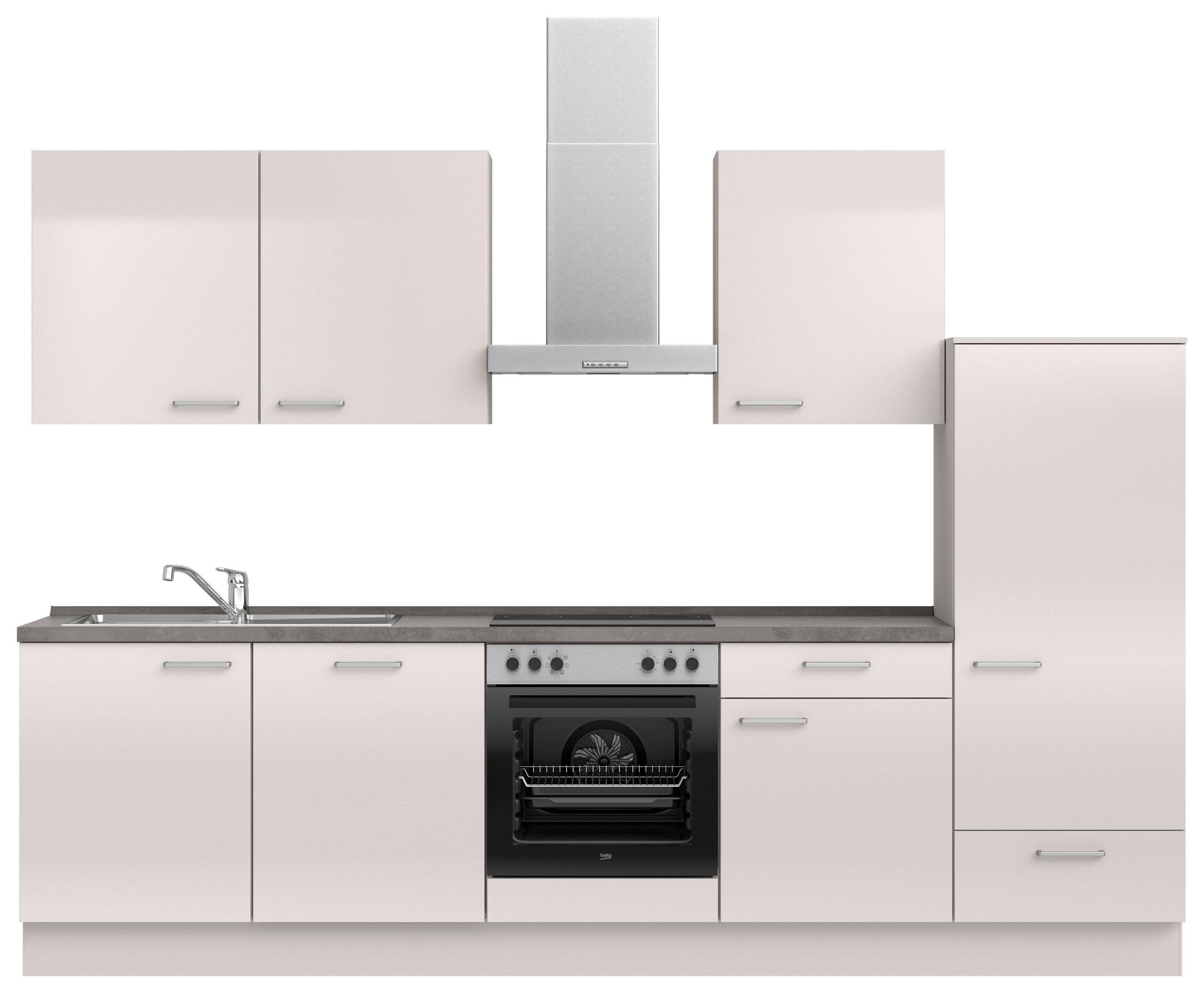 KÜCHENLEERBLOCK 300 cm   in Schieferfarben, Hellgrau  - Schieferfarben/Edelstahlfarben, MODERN, Holzwerkstoff/Metall (300cm) - Nobilia